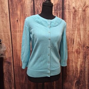 Talbots Light Blue Classy Button Up Cardigan Womens Size MP (PETITE)